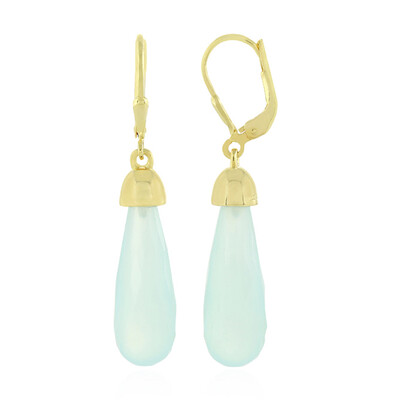 Pendientes en plata con Calcedonia agua