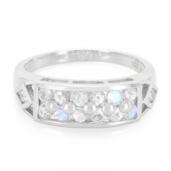 Anillo en plata con Piedra de Luna arcoíris