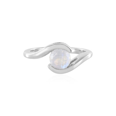 Anillo en plata con Piedra de Luna arcoíris