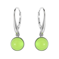 Pendientes en plata con Ámbar colombiano verde
