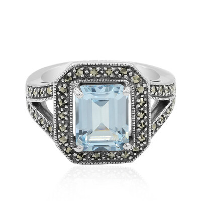 Anillo en plata con Topacio azul cielo