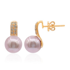 Pendientes en oro con Perla Ming rosa (TPC)