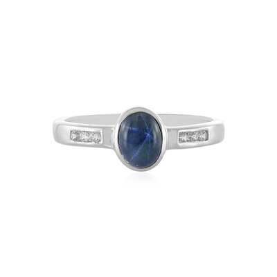 Anillo en plata con Zafiro estrella azul