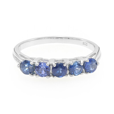 Anillo en plata con Zafiro azul birmano