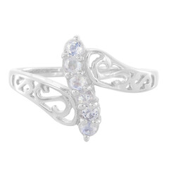 Anillo en plata con Piedra de Luna arcoíris