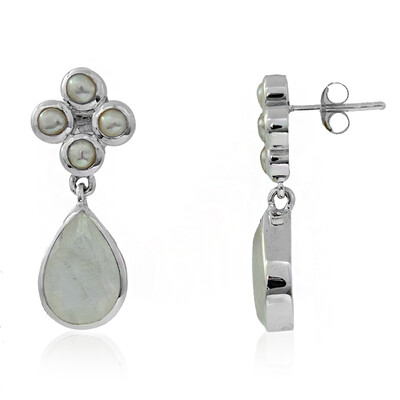 Pendientes en plata con Labradorita blanca