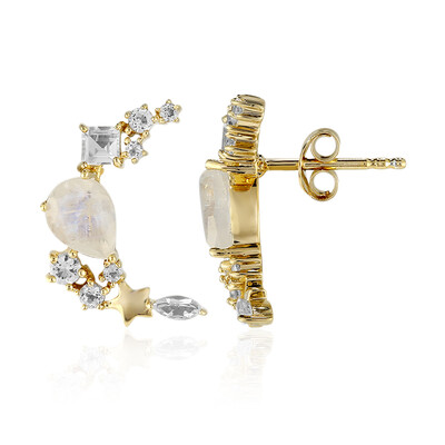 Pendientes en plata con Piedra de Luna arcoíris