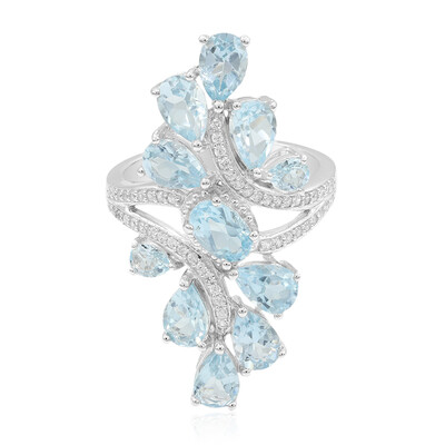 Anillo en plata con Topacio azul cielo