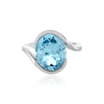 Anillo en plata con Topacio azul cielo