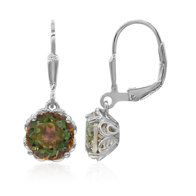 Pendientes en plata con Cuarzo místico verde