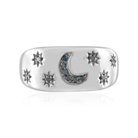 Anillo en plata con Diamante azul SI1