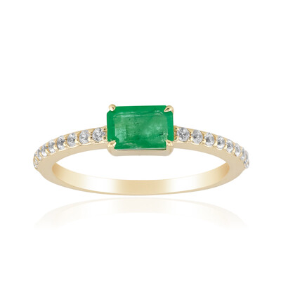 Anillo en oro con Esmeralda de Zambia