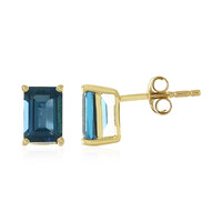 Pendientes en oro con Topacio azul de Londres