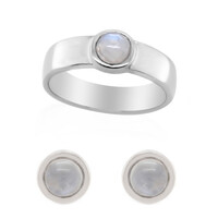 Anillo en plata con Piedra de Luna arcoíris