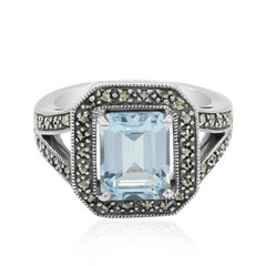Anillo en plata con Topacio azul cielo