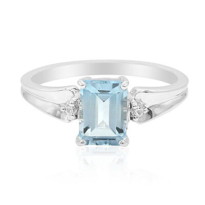 Anillo en plata con Topacio azul cielo