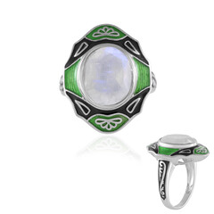 Anillo en plata con Piedra de Luna arcoíris (Adela Silber)