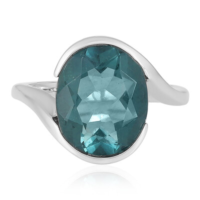 Anillo en plata con Fluorita tono petróleo de Bélgica