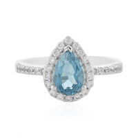 Anillo en plata con Topacio azul de Londres