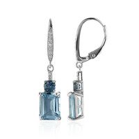 Pendientes en plata con Topacio azul cielo