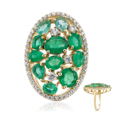 Anillo en oro con Esmeralda de Zambia