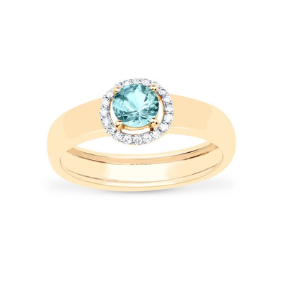Anillo en oro con AAA Aguamarina