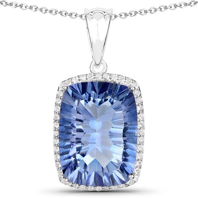 Collar en plata con Cuarzo Místico azul