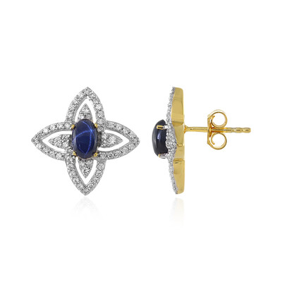 Pendientes en plata con Zafiro estrella azul