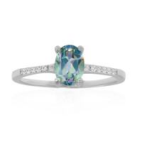 Anillo en plata con Topacio místico verde azulado