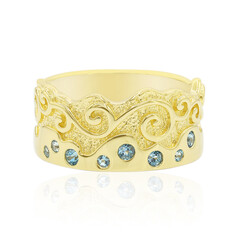 Anillo en plata con Topacio azul suizo