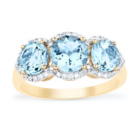 Anillo en oro con AAA Aguamarina
