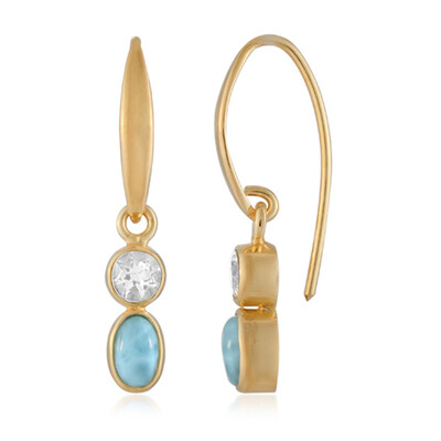 Pendientes en plata con Larimar (Bali Barong)
