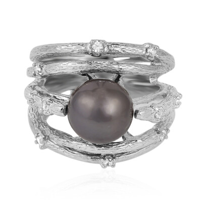 Anillo en plata con Perla cultivada de Tahití (TPC)