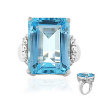 Anillo en plata con Topacio azul cielo