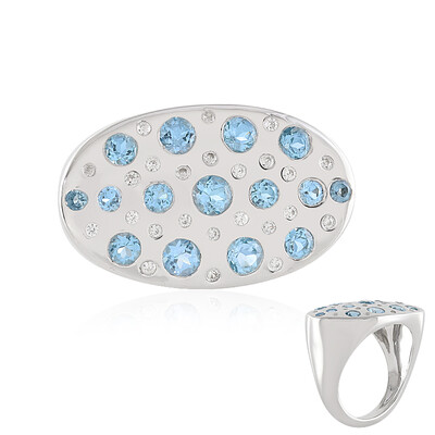 Anillo en plata con Topacio azul suizo (de Melo)