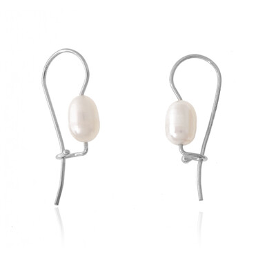 Pendientes en plata con Perla Freshwater (Joias do Paraíso)
