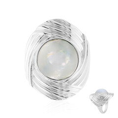 Anillo en plata con Piedra de Luna arcoíris
