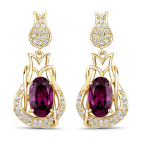 Pendientes en oro con Granate Magenta (SUHANA)