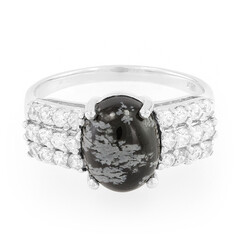 Anillo en plata con Obsidiana Copo de Nieve