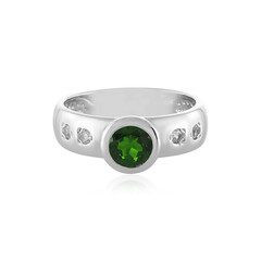 Anillo de hombre en plata con Diópsido de Rusia