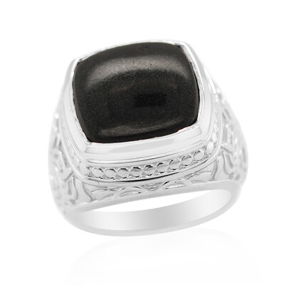 Anillo de hombre en plata con Ágata negro