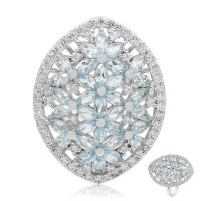 Anillo en plata con Topacio azul cielo