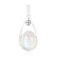 Colgante en plata con Piedra de luna arco iris de Tanzania