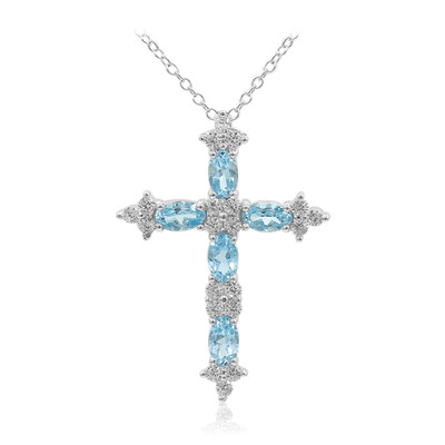 Collar en plata con Topacio azul suizo