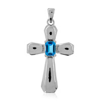 Colgante en plata con Topacio azul suizo