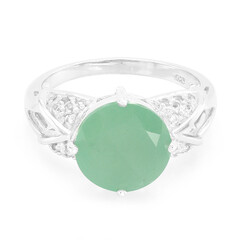 Anillo en plata con Calcedonia verde