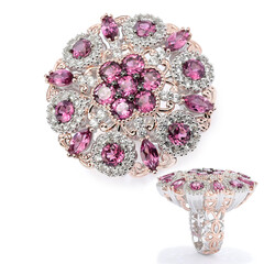 Anillo en plata con Granate Magenta (Gems en Vogue)