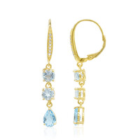 Pendientes en plata con Topacio azul suizo