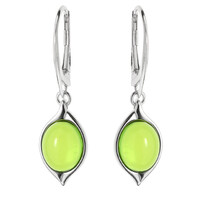 Pendientes en plata con Ámbar colombiano verde