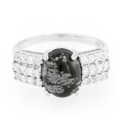 Anillo en plata con Obsidiana Copo de Nieve